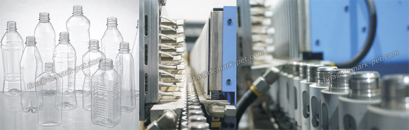 Rotary blowing process and PET bottles DMK-R blow molding machine structure