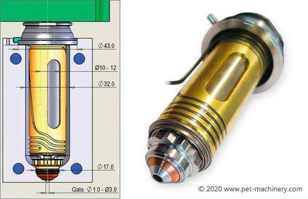 Technical benefits from using hot runner for preform mould manufaturing